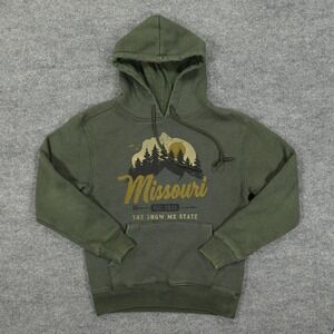 State of Mine Hoodie Men Small Green Missouri Graphic The Show Me State Pullover